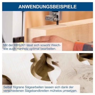 Scheppach Bandsäge HBS261 inkl. 2. Sägeband | Durchlasshöhe 120mm | 2 Schnittgeschwindigkeiten 660/960 m/min | Tischverstellung 0-45° | inkl. Querschneidlehre und Parallelanschlag - 6