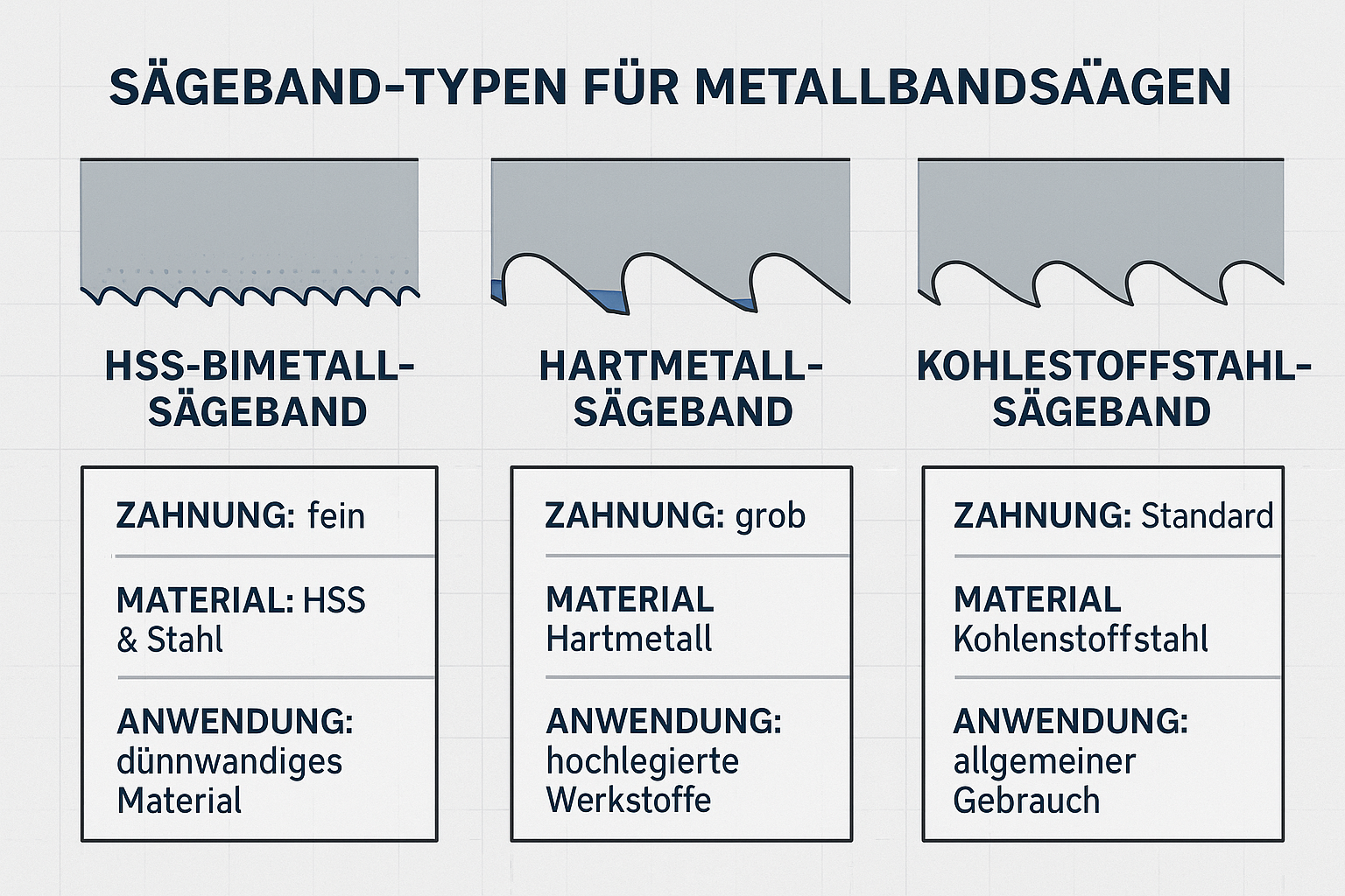 verschiedenen saegebaender - Metallbandsäge